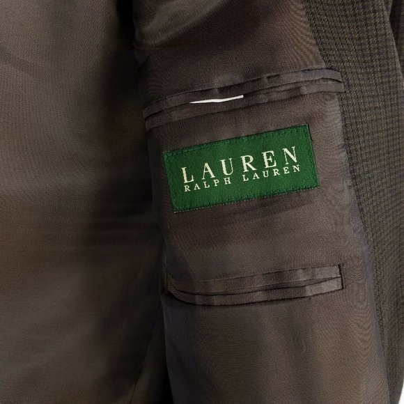 Ralph Lauren Brown Check Wool Two Button Single Vent Blazer Jacket Mens 43R - Picture 5 of 7